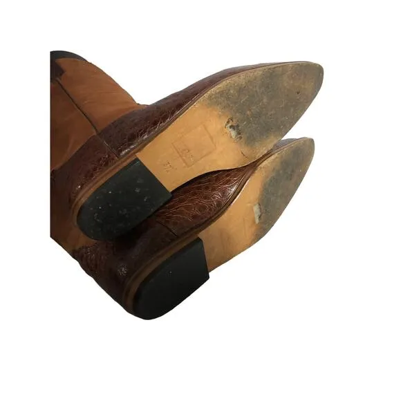 Vintage Armando Pollini cowgirl reptile &amp; suede leather brown boots size 6 (37)
