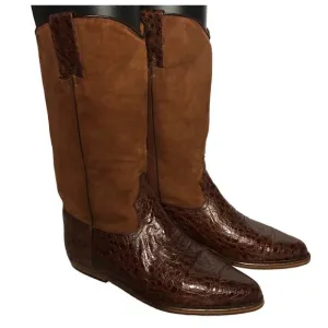Vintage Armando Pollini cowgirl reptile &amp; suede leather brown boots size 6 (37)
