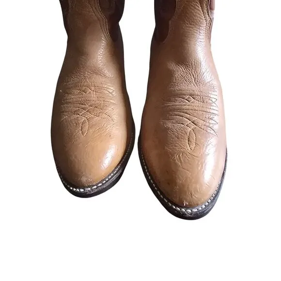 Vintage Biltrite Western Boots Cowboy Tan/Brown Leather Men's Size 10.5D Vibram
