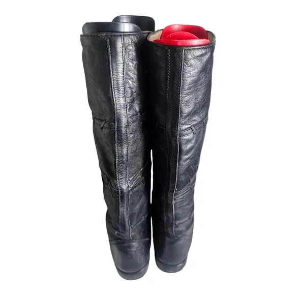 Vintage Black Leather Pull On Riding Boots EU 40/US 9 Made In Italy
