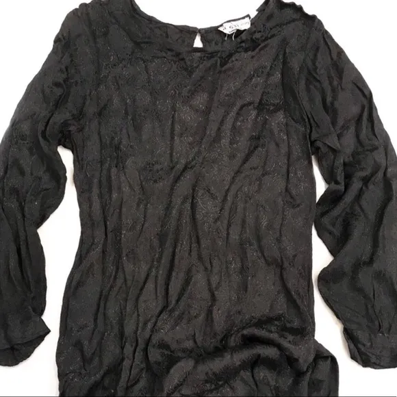 Vintage Black Long-Sleeve Midi Dress