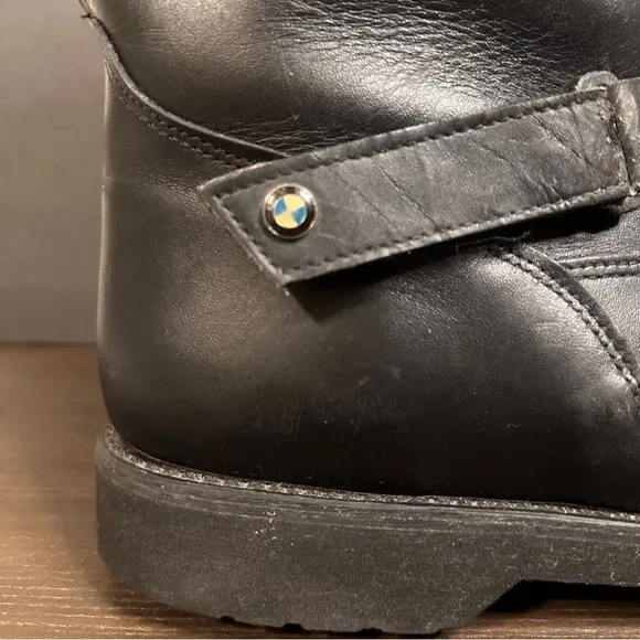 Vintage BMW Leather Riding Boots Men’s 14 Made In USA Black Logo Motorcycle