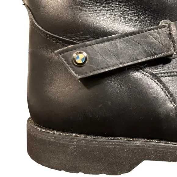 Vintage BMW Leather Riding Boots Men’s 14 Made In USA Black Logo Motorcycle