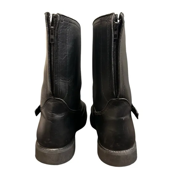 Vintage BMW Leather Riding Boots Men’s 14 Made In USA Black Logo Motorcycle