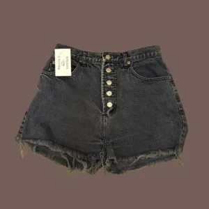 Vintage Bongo by Gene Montesano Black Acid Wash Button Fly Cutoff Shorts Size 13