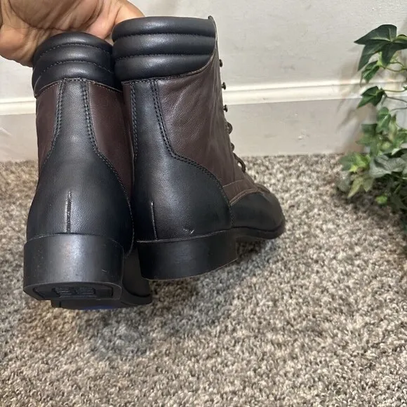 Vintage Dan Post Kiltie Prairie Lace Up Boots Black Brown Leather New
