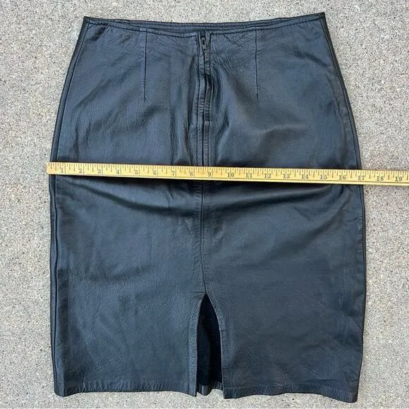 Vintage Firenze Skirt Black Butter Soft Leather Pencil Straight Western Boho 4