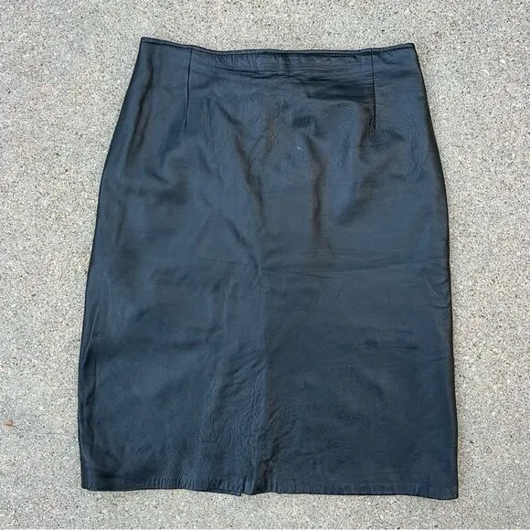Vintage Firenze Skirt Black Butter Soft Leather Pencil Straight Western Boho 4