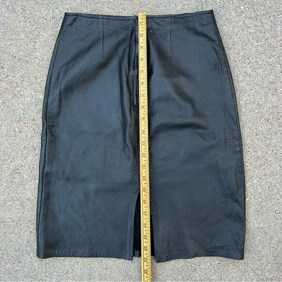 Vintage Firenze Skirt Black Butter Soft Leather Pencil Straight Western Boho 4