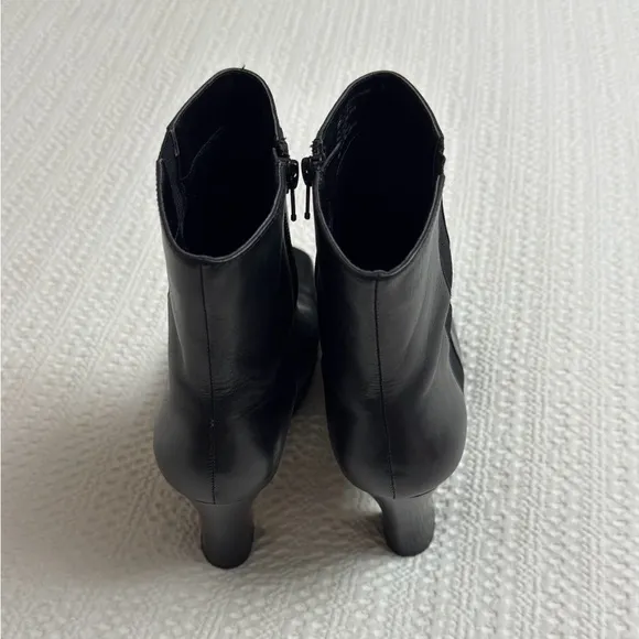 Vintage GNW Black Leather Ankle Boots Size 8 Retro Streetwear Side Zip