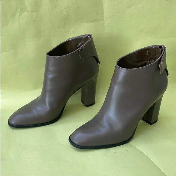Vintage Grayish Brown Via Spiga All Leather Ankle Boots with Chunky Heel