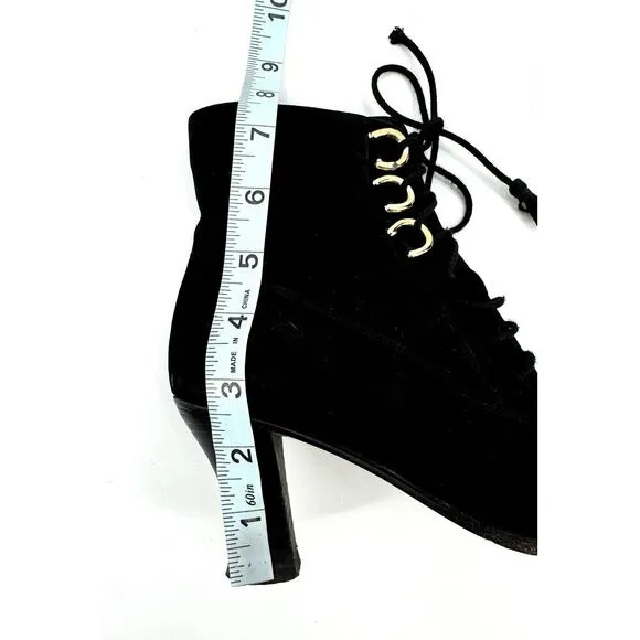 vintage gucci boots women’s Size 5 Ankle Gold Metal Lace Up Suede Heeled Italy