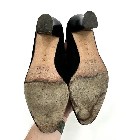 vintage gucci boots women’s Size 5 Ankle Gold Metal Lace Up Suede Heeled Italy