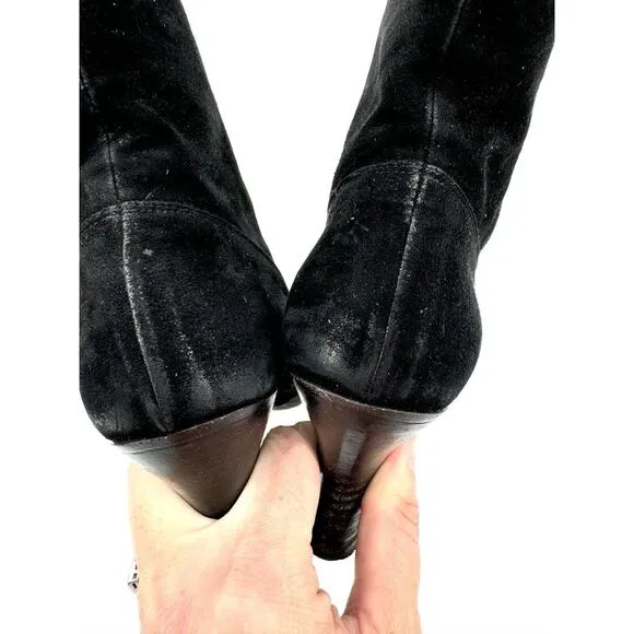 vintage gucci boots women’s Size 5 Ankle Gold Metal Lace Up Suede Heeled Italy