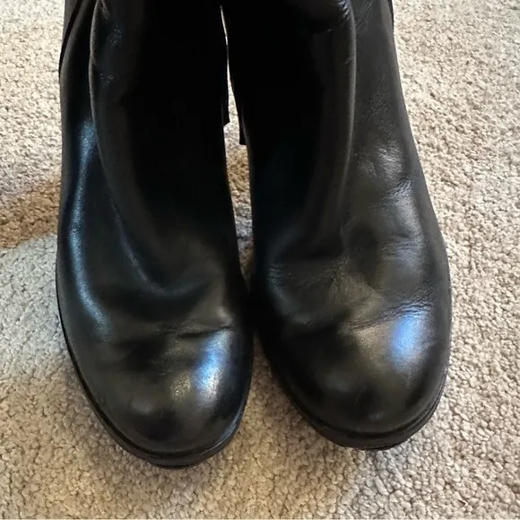 Vintage HOUSE OF DERÉON Beyoncé Leather Fur knee high Boots sz 6.5