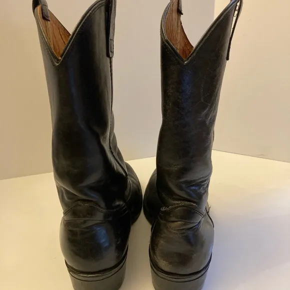 Vintage Hypalon Black Leather Heeled Boots Men’s Size 8.5 Made in USA