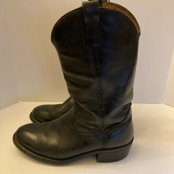Vintage Hypalon Black Leather Heeled Boots Men’s Size 8.5 Made in USA