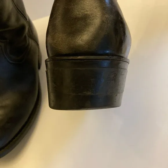 Vintage Hypalon Black Leather Heeled Boots Men’s Size 8.5 Made in USA