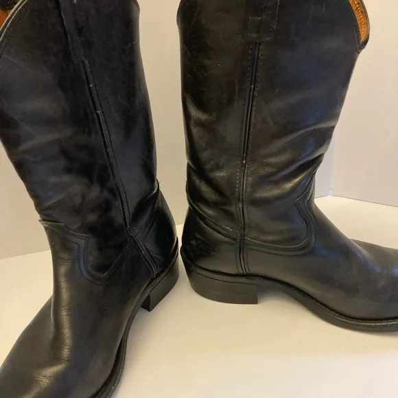 Vintage Hypalon Black Leather Heeled Boots Men’s Size 8.5 Made in USA