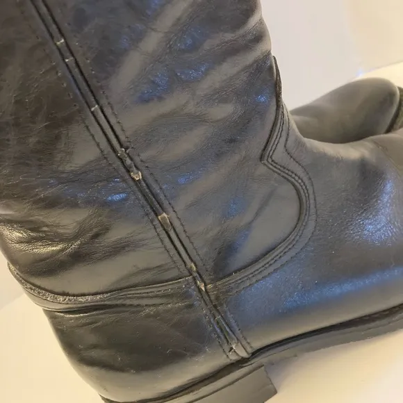 Vintage Hypalon Black Leather Heeled Boots Men’s Size 8.5 Made in USA