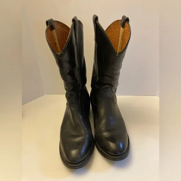 Vintage Hypalon Black Leather Heeled Boots Men’s Size 8.5 Made in USA