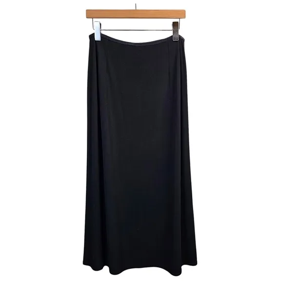 Vintage J. Jill Ponte Knit Full Length Maxi Skirt Large Petite Black Stretchy