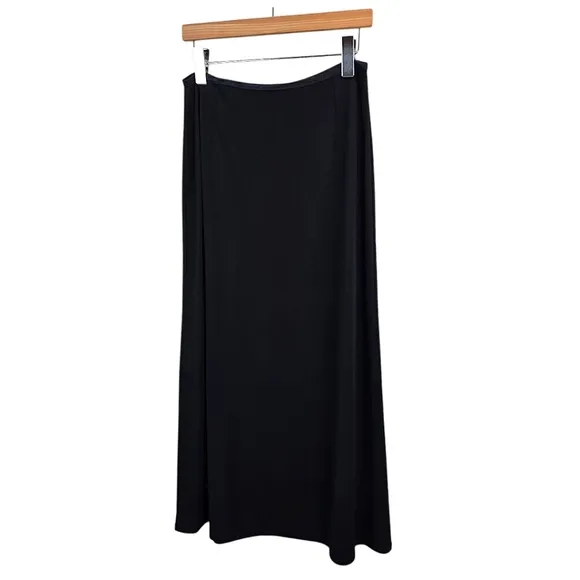 Vintage J. Jill Ponte Knit Full Length Maxi Skirt Large Petite Black Stretchy