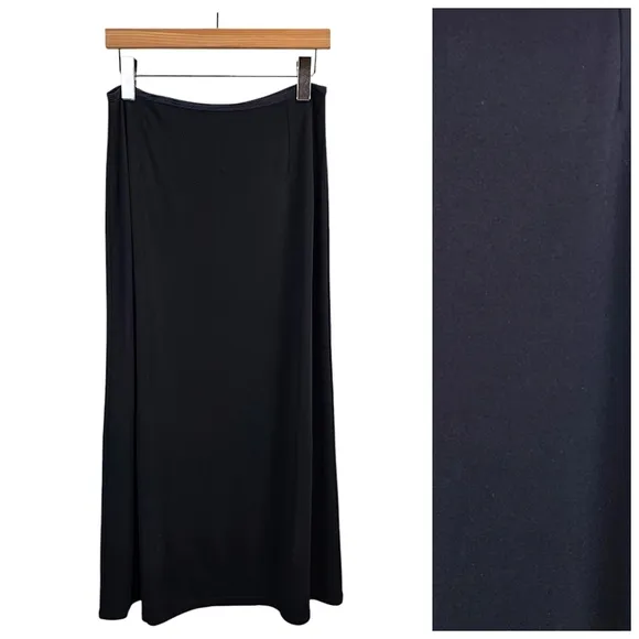 Vintage J. Jill Ponte Knit Full Length Maxi Skirt Large Petite Black Stretchy