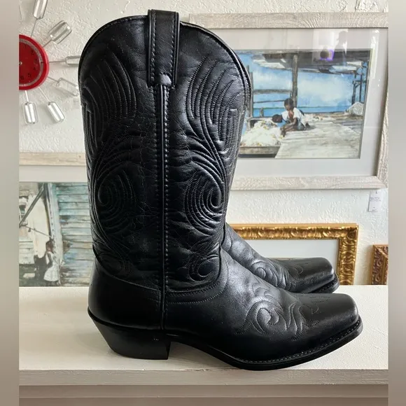 Vintage Laredo Black Leather Cowboy Boots 10.5