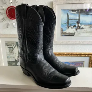 Vintage Laredo Black Leather Cowboy Boots 10.5