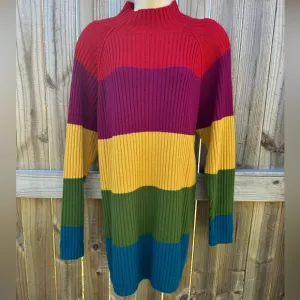 Vintage Lord &amp; Taylor Merino Wool Colorblock Sweater Dress Shoulder Pads Size 1X