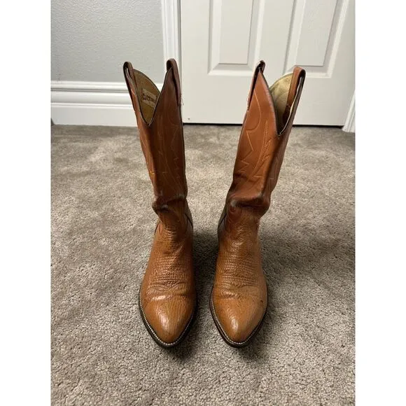 Vintage men's Boots Cowtown Brown Leather Cowboy Boots Vintage Mens‎ Sz 8.5 D