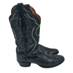 Vintage Men's Dan Post Slouchy Western Leather Boots Black 9.5
