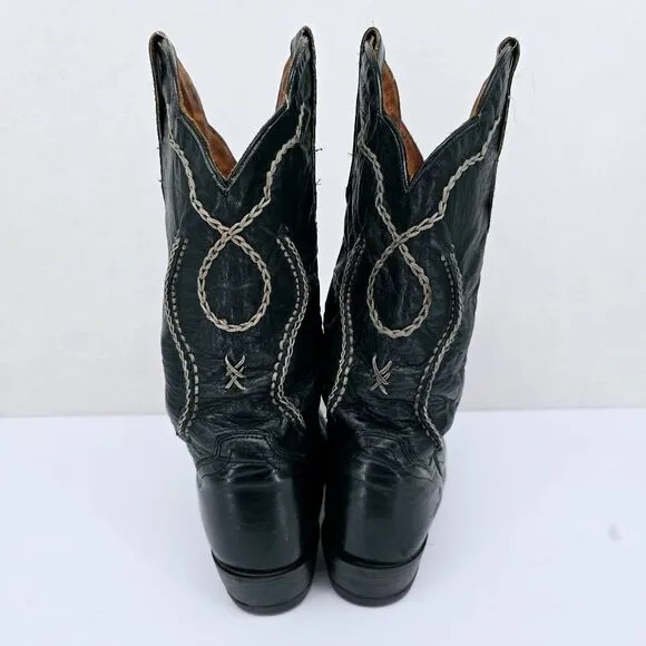 Vintage Men's Dan Post Slouchy Western Leather Boots Black 9.5