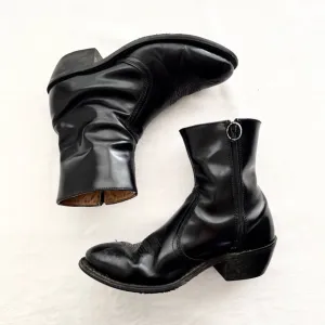 Vintage Men’s Leather Cowboy Ankle Boots Size 8.5 E Black