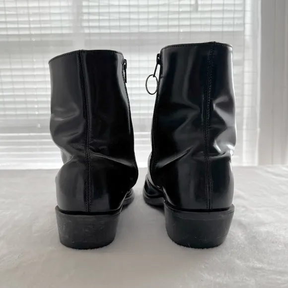 Vintage Men’s Leather Cowboy Ankle Boots Size 8.5 E Black