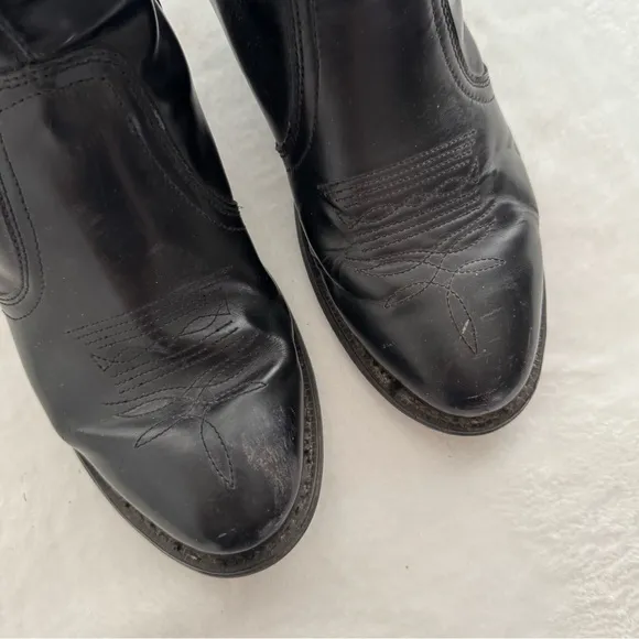 Vintage Men’s Leather Cowboy Ankle Boots Size 8.5 E Black