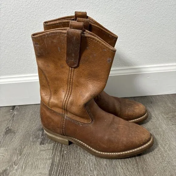 Vintage Red Wing Pecos Boots 488 Light Brown Leather Men's Size 7 D