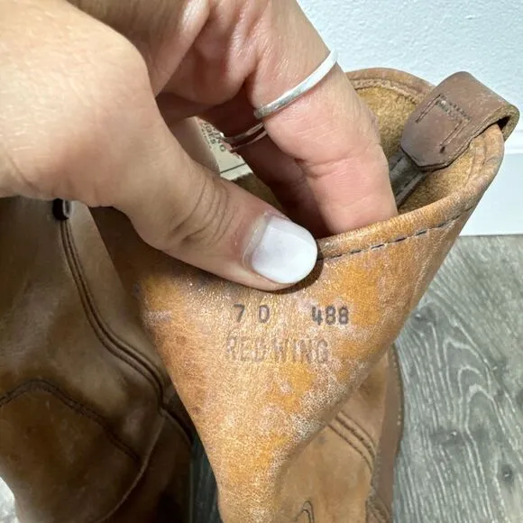 Vintage Red Wing Pecos Boots 488 Light Brown Leather Men's Size 7 D