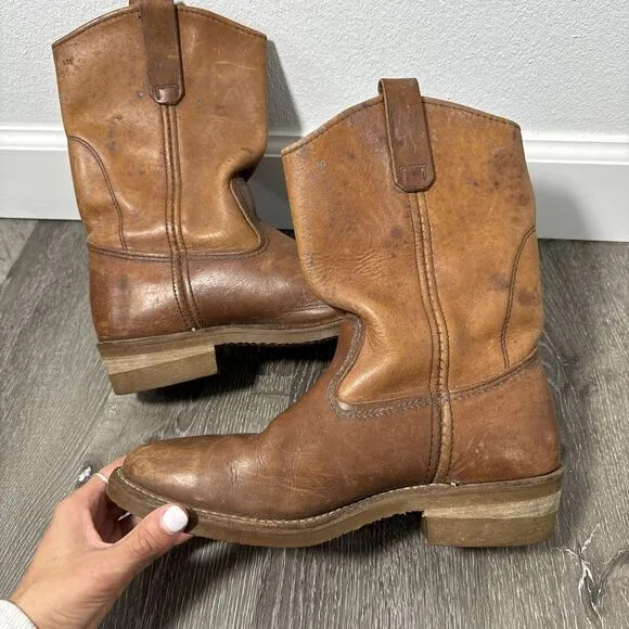 Vintage Red Wing Pecos Boots 488 Light Brown Leather Men's Size 7 D