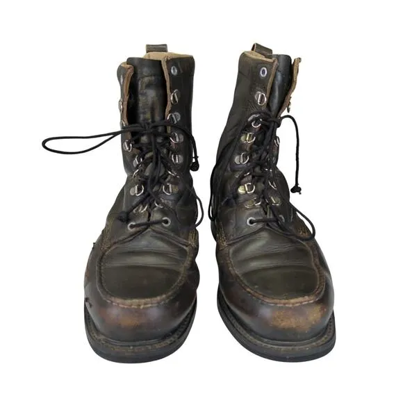 Vintage Sears Leather Boots Lace-up Combat Boots Work Men's 11 EE Wide 86135