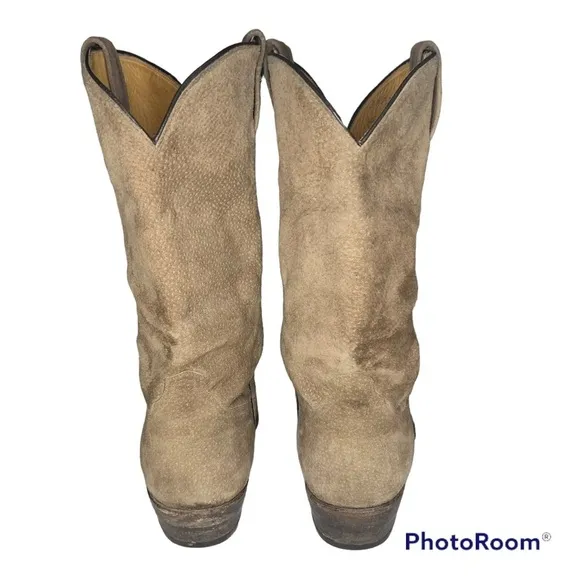 Vintage Suede Leather Bottom Cowboy Boots​​