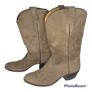 Vintage Suede Leather Bottom Cowboy Boots​​