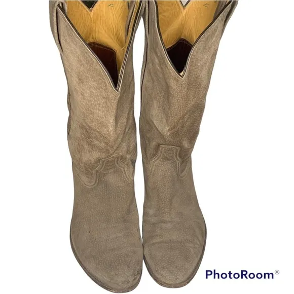 Vintage Suede Leather Bottom Cowboy Boots​​