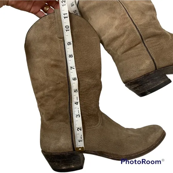 Vintage Suede Leather Bottom Cowboy Boots​​