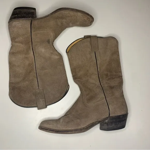 Vintage Suede Leather Bottom Cowboy Boots​​