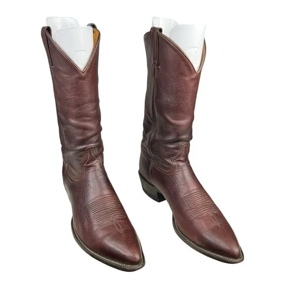 Vintage Tony Lama Women's Brown Leather Leather Cowboy Boots Size US 12 AAA