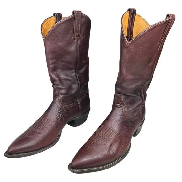Vintage Tony Lama Women's Brown Leather Leather Cowboy Boots Size US 12 AAA