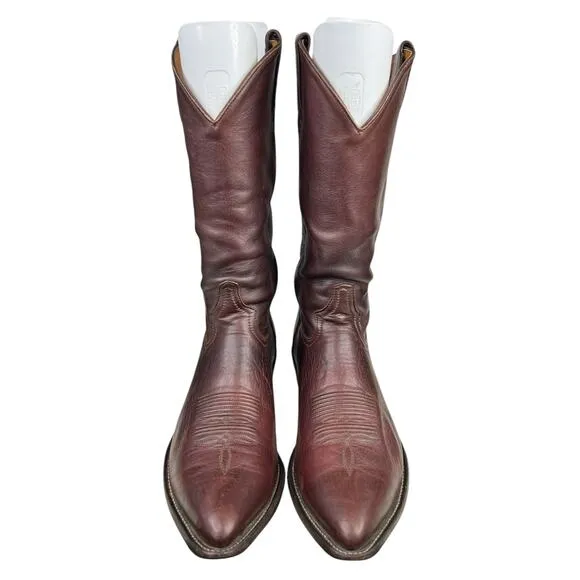 Vintage Tony Lama Women's Brown Leather Leather Cowboy Boots Size US 12 AAA