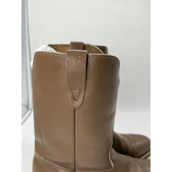 Vintage WALKER Boots Men's Brown‎ 9-1/2 Leather Tan Western Cowboy Riding Vulcan